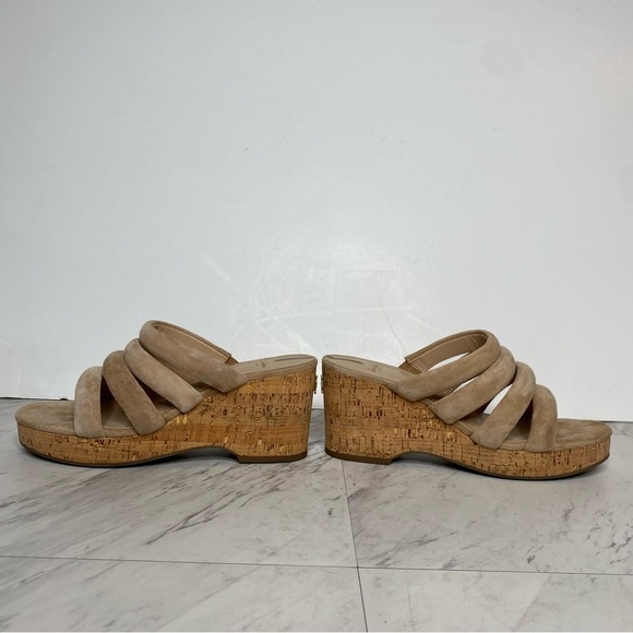 Sam Edelman Yuki Tan Suede Cork Wedge Heel Sandal 8 1/2 M - Picture 7 of 14